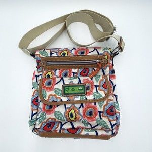 Lily Bloom Floral Crossbody Purse Bag Multi Pockets Flap Over Snap & Zip Closure